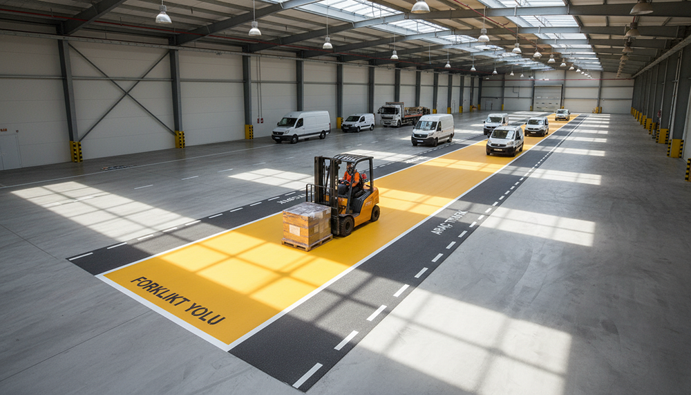 Forklift Yolu ve Araç Trafik Çizgileri